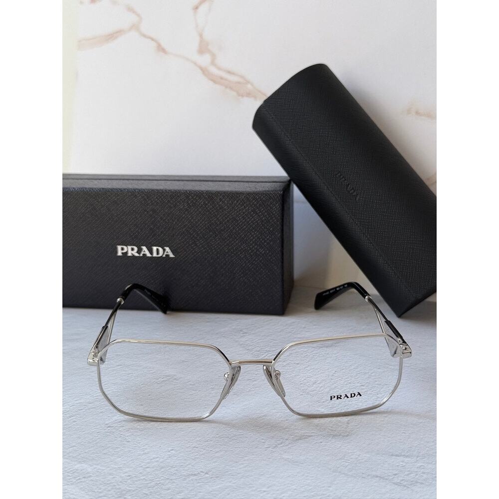 NEW Prada PR A53V Silver Hexagon Unisex Eyeglasses Frames - Picture 6 of 8